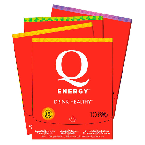Q Energy Drink Healthy Wildberry 10 Servings, Orange 20 Servings, Lemon Lime 10 Servings 