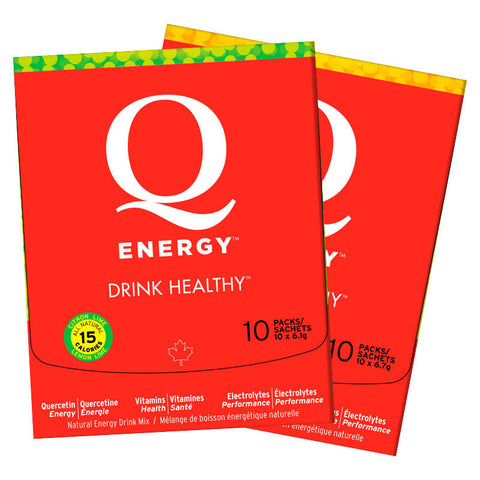 Q Energy Drink Healthy Lemon Lime 10 Servings and Orange 10 Servings