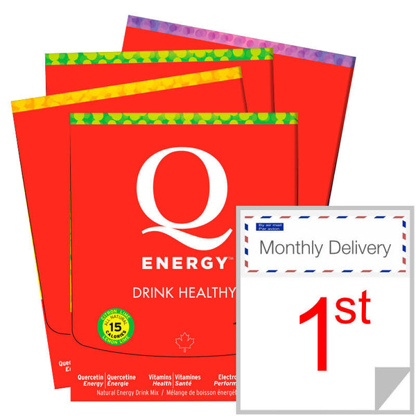 Q Energy Drink Healthy Lemon Lime 20 Servings, Wildberry 10 Servings,  Orange 10 Servings Monthly