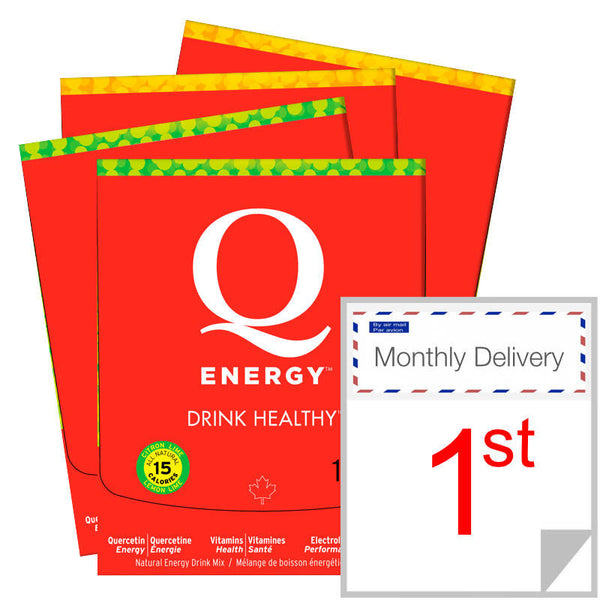 Q Energy Drink Healthy Lemon Lime 20 Servings, Orange 20 Servings Monthly