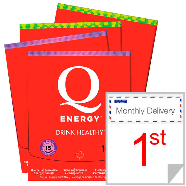 Q Energy Drink Healthy Wildberry 20, Lemon Lime 20 Servings Monthly