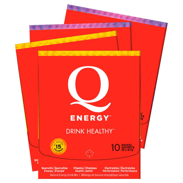 Q Energy Drink Healthy Wildberry 20 Servings, Orange 20 Servings 