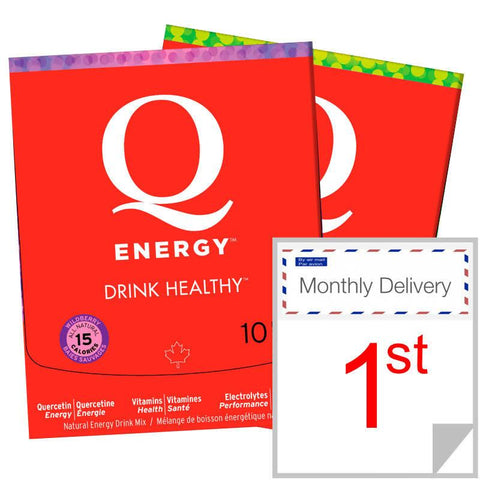 Q Energy Drink Healthy Wildberry 10 Servings and Lemon Lime 10 Servings Monthly