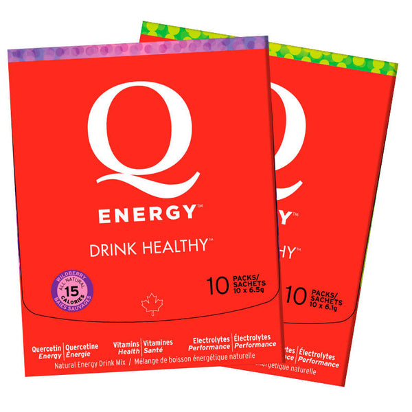 Q Energy Drink Healthy Wildberry 10 Servings and Lemon Lime 10 Servings